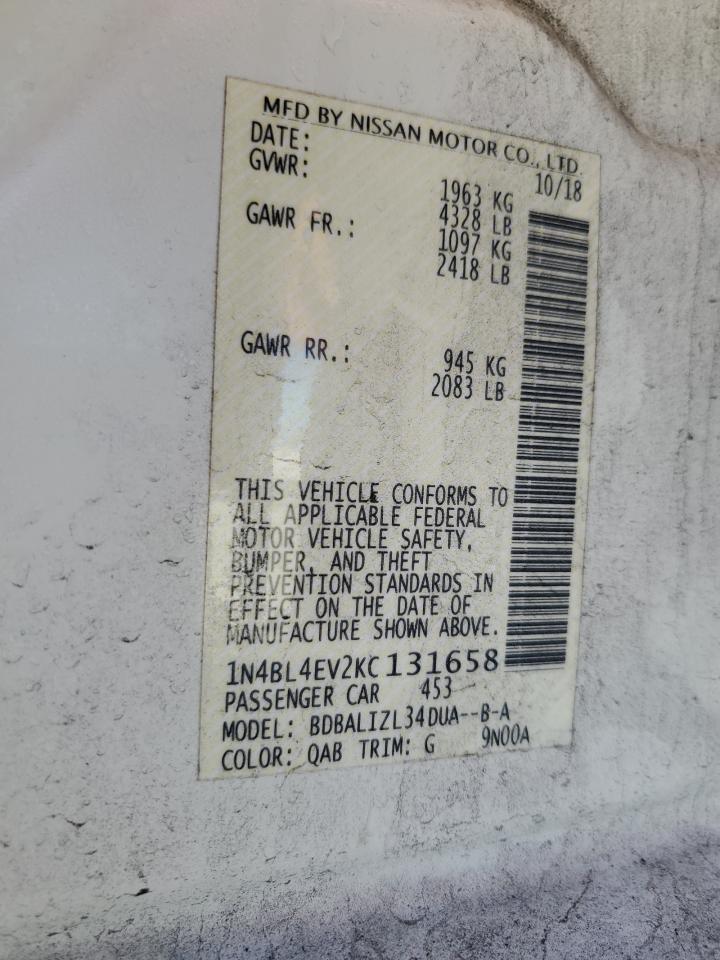 2019 Nissan Altima Sl VIN: 1N4BL4EV2KC131658 Lot: 46893495
