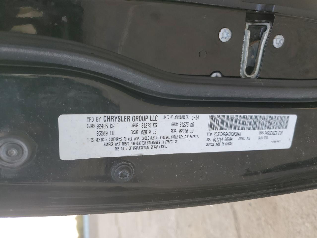 2014 Chrysler 300 VIN: 2C3CCARG4EH203846 Lot: 45919835
