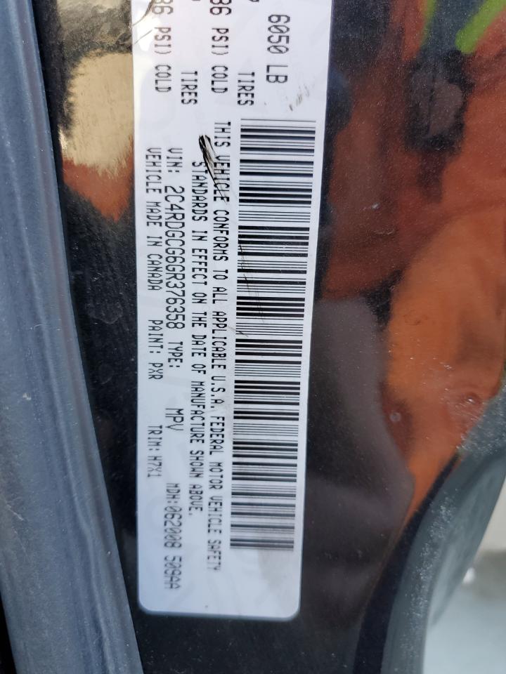 2016 Dodge Grand Caravan Sxt VIN: 2C4RDGCG6GR376358 Lot: 89668765