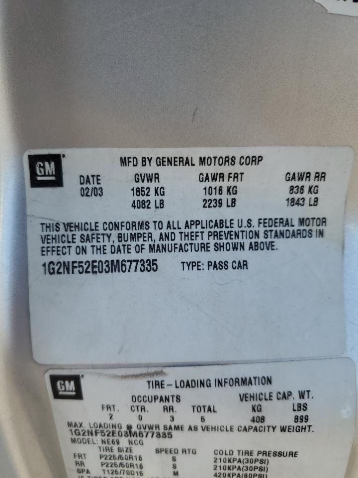 2003 Pontiac Grand Am Se1 VIN: 1G2NF52E03M677335 Lot: 44069695