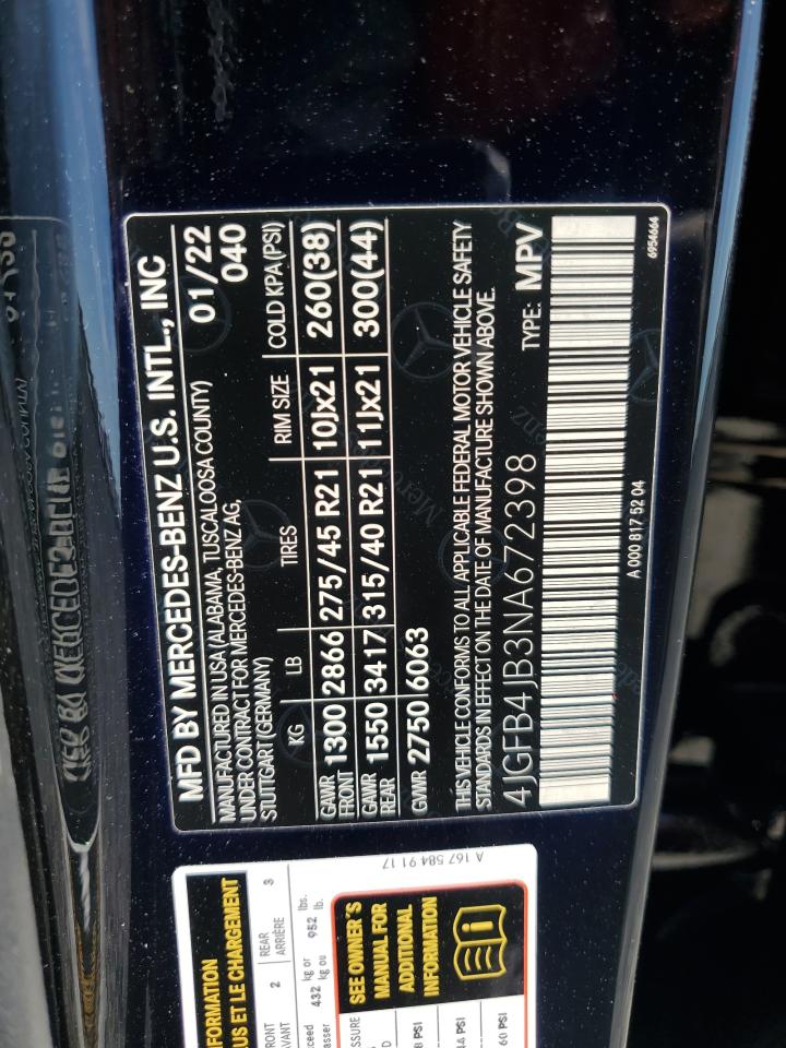 2022 Mercedes-Benz Gle 350 VIN: 4JGFB4JB3NA672398 Lot: 47185185