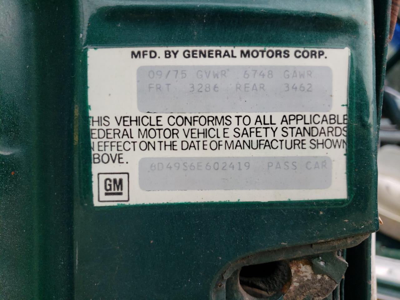 1976 Cadillac Sedan Devi VIN: 6D49S6E602419 Lot: 47096825