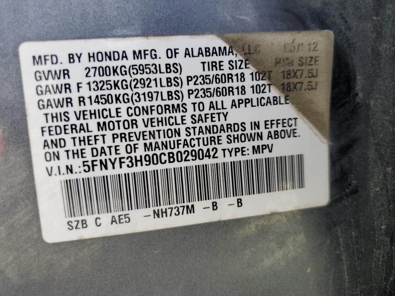 2012 Honda Pilot - Image 15