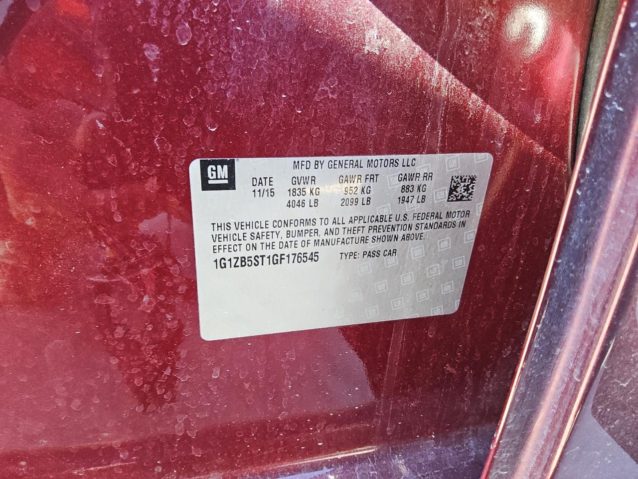 1G1ZB5ST1GF176545 CHEVROLET MALIBU 2016