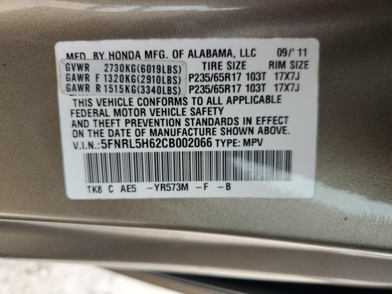 2012 Honda Odyssey - Image 15
