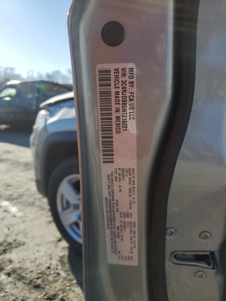 2022 Jeep Compass Latitude VIN: 3C4NJDBB5NT216221 Lot: 45881455