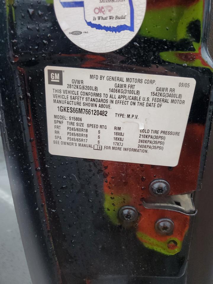 2006 GMC Envoy Denali Xl VIN: 1GKES66M766120482 Lot: 43743965