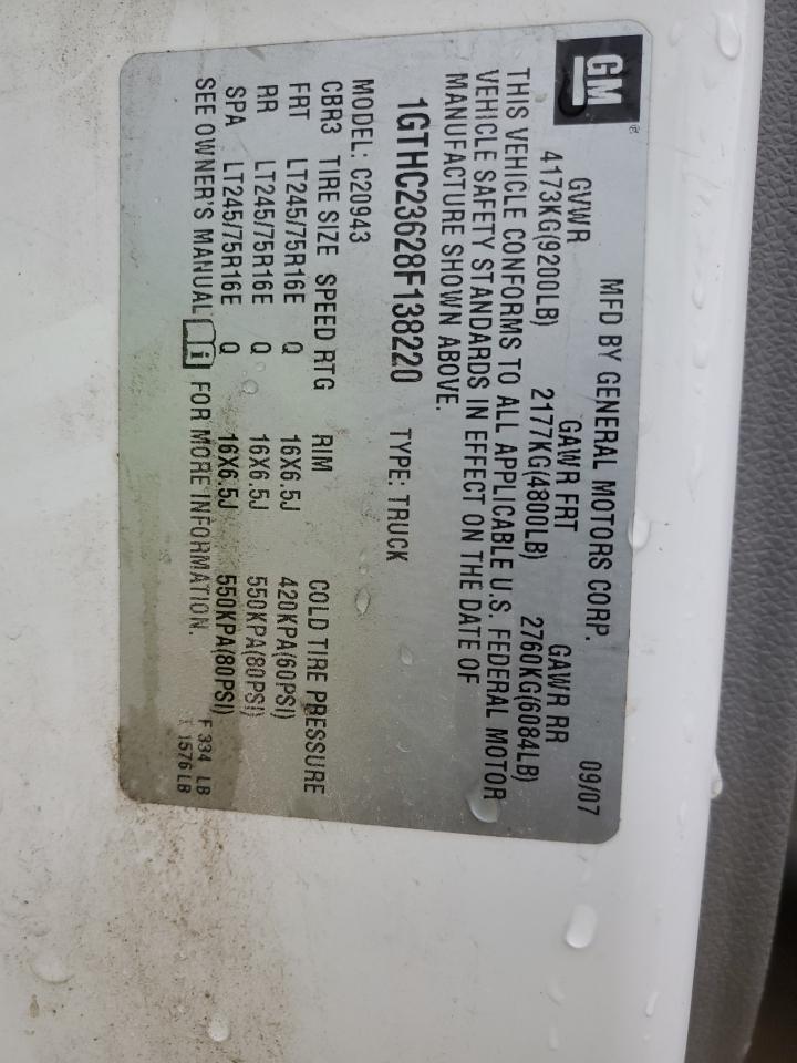 2008 GMC Sierra C2500 Heavy Duty VIN: 1GTHC23628F138220 Lot: 45133705