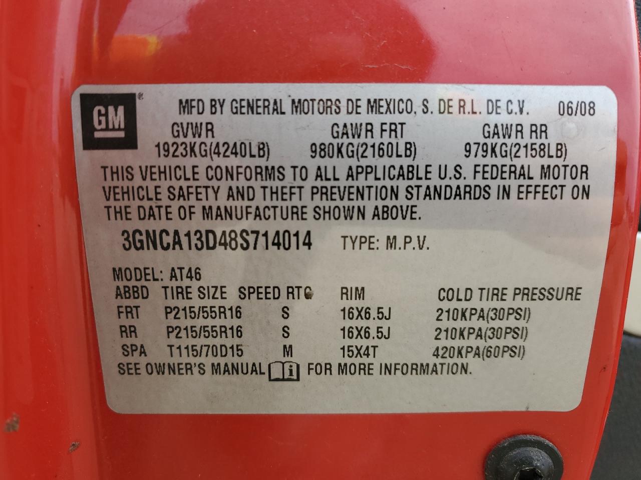 2008 Chevrolet Hhr Ls VIN: 3GNCA13D48S714014 Lot: 44390105