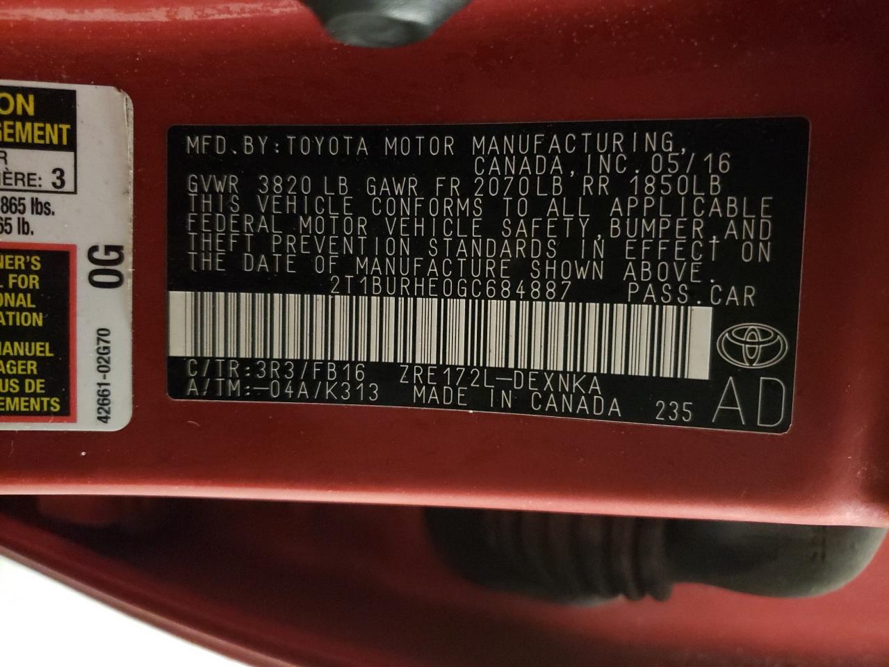 2016 Toyota Corolla - Image 12