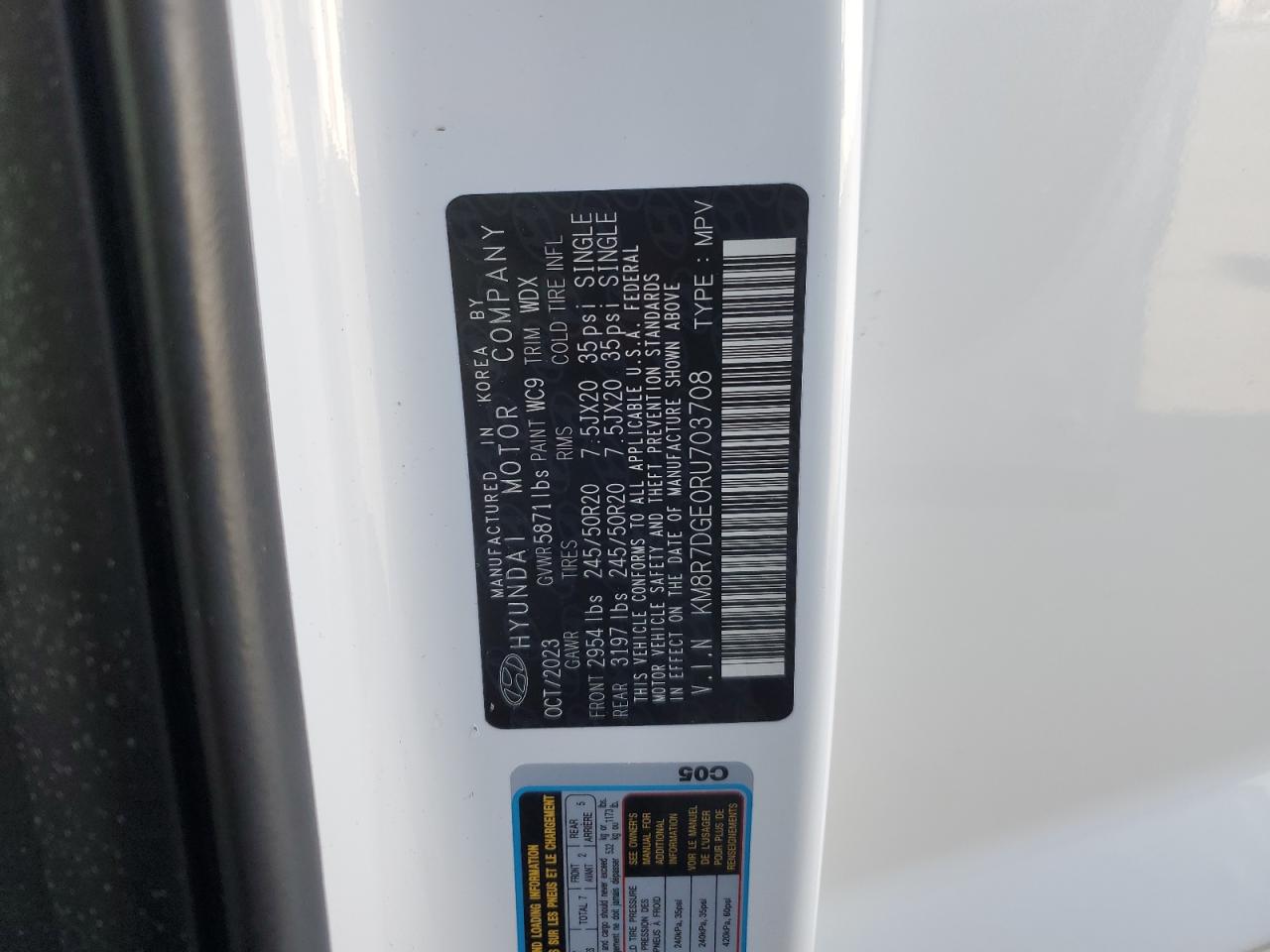 2024 Hyundai Palisade Calligraphy VIN: KM8R7DGE0RU703708 Lot: 44910535