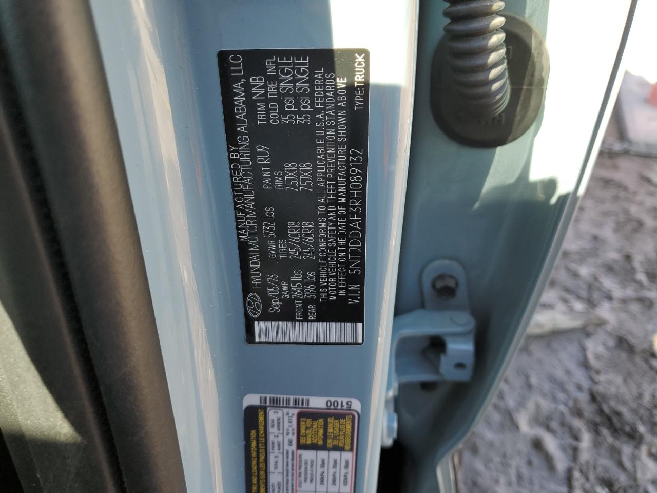 2024 Hyundai Santa Cruz Xrt VIN: 5NTJDDAF3RH089132 Lot: 46597895