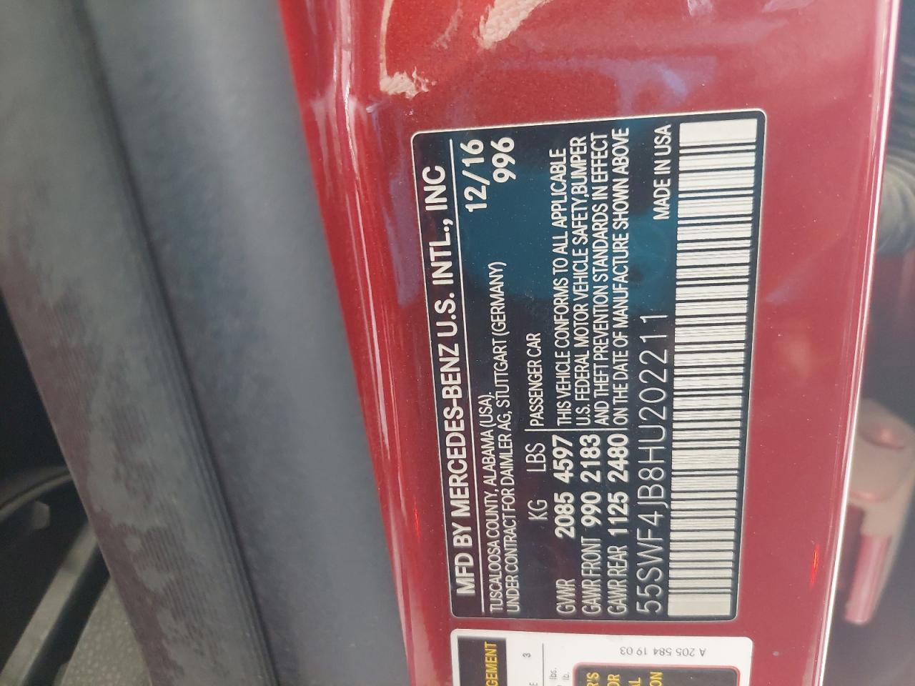 55SWF4JB8HU202211 - 2017 Mercedes Benz C 300 - #43840995