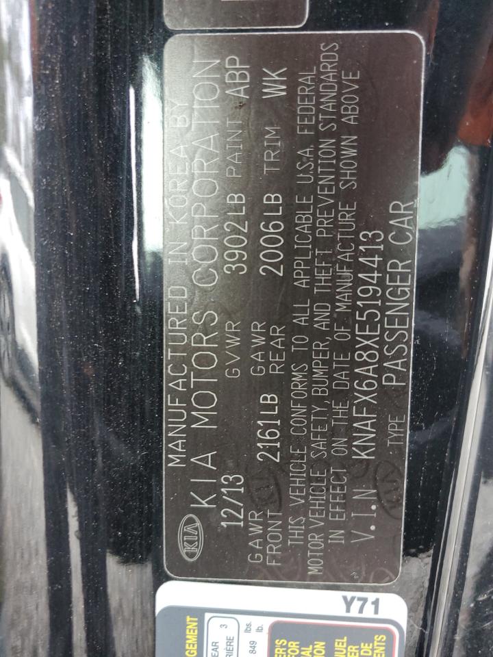 2014 Kia Forte Ex VIN: KNAFX6A8XE5194413 Lot: 41970275