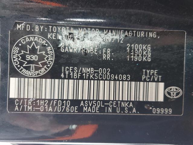 2012 TOYOTA CAMRY BASE