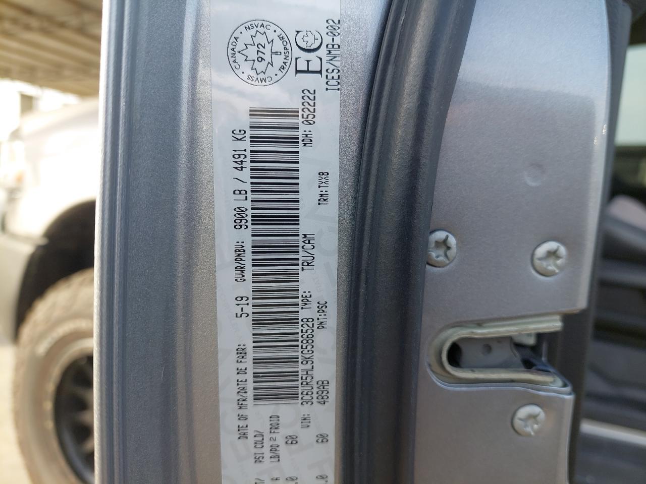3C6UR5HL9KG586528 - 2019 Dodge RAM - #45433715