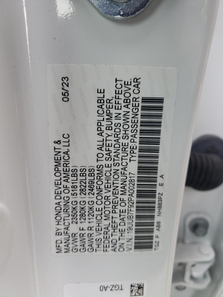 2023 Acura Tlx Type S VIN: 19UUB7F92PA002817 Lot: 47208985