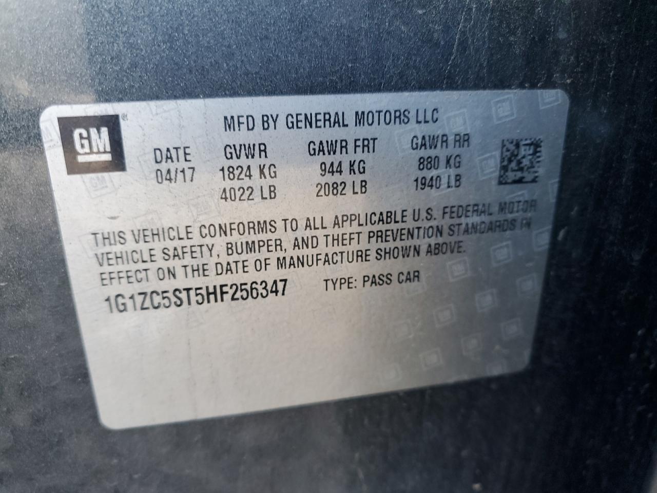 2017 Chevrolet Malibu Ls VIN: 1G1ZC5ST5HF256347 Lot: 85711304