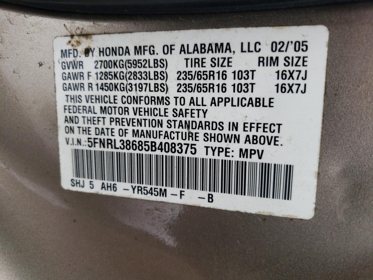 2005 Honda Odyssey - Image 13