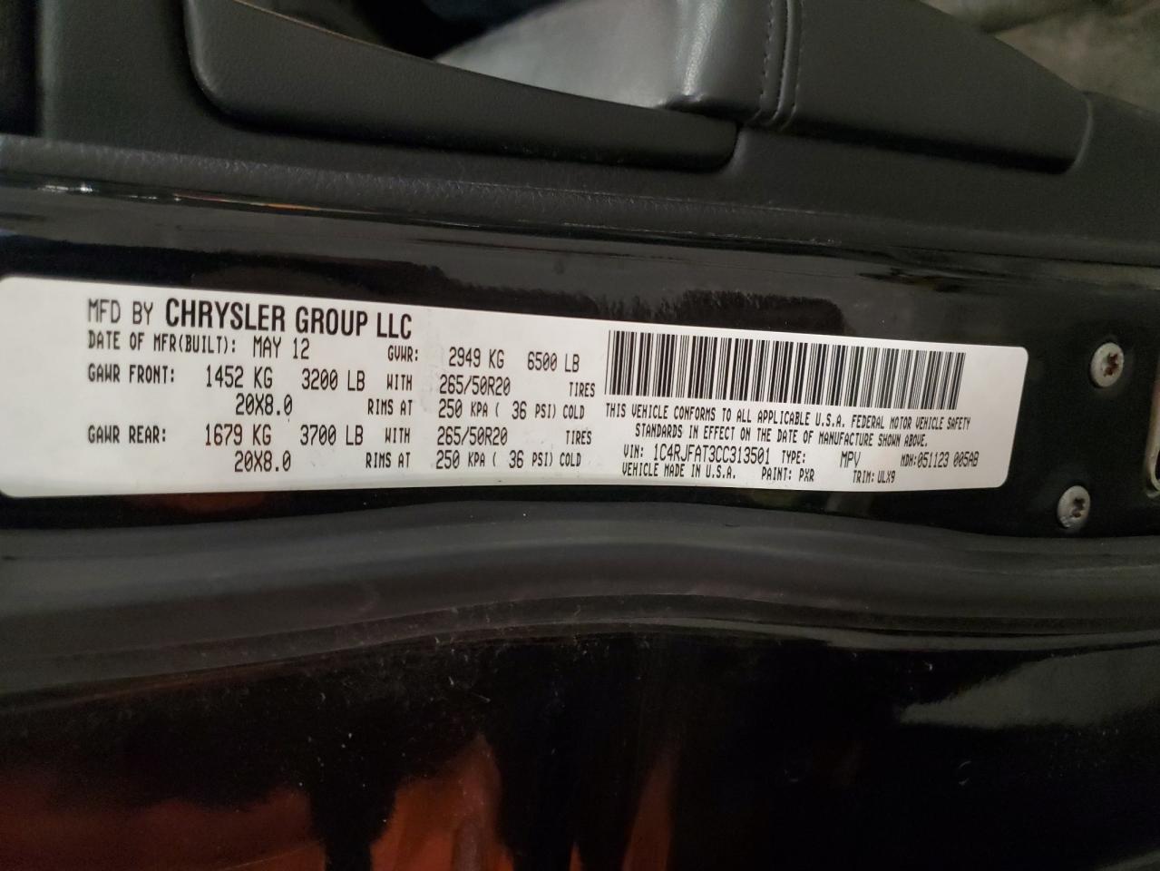 2012 Jeep Grand Cherokee Laredo VIN: 1C4RJFAT3CC313501 Lot: 45004725