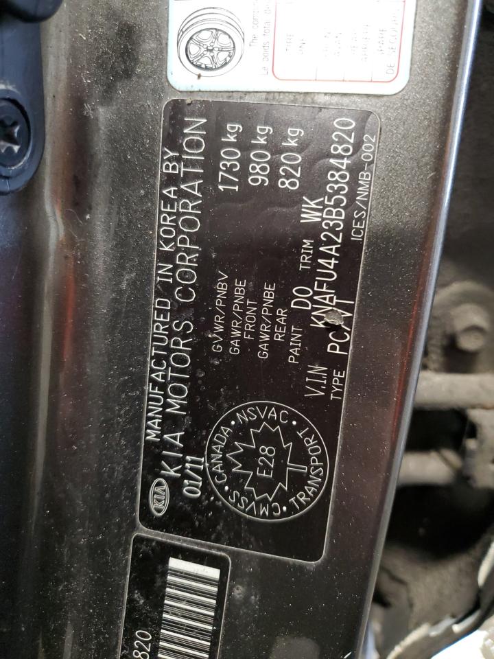 2011 Kia Forte Ex VIN: KNAFU4A23B5384820 Lot: 45419495