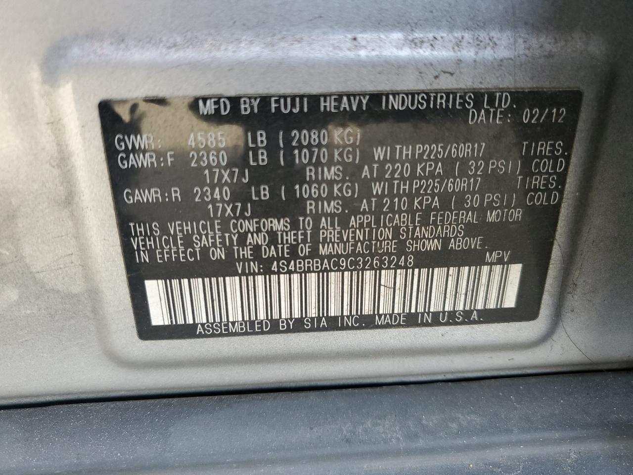 2012 Subaru Outback - Image 15