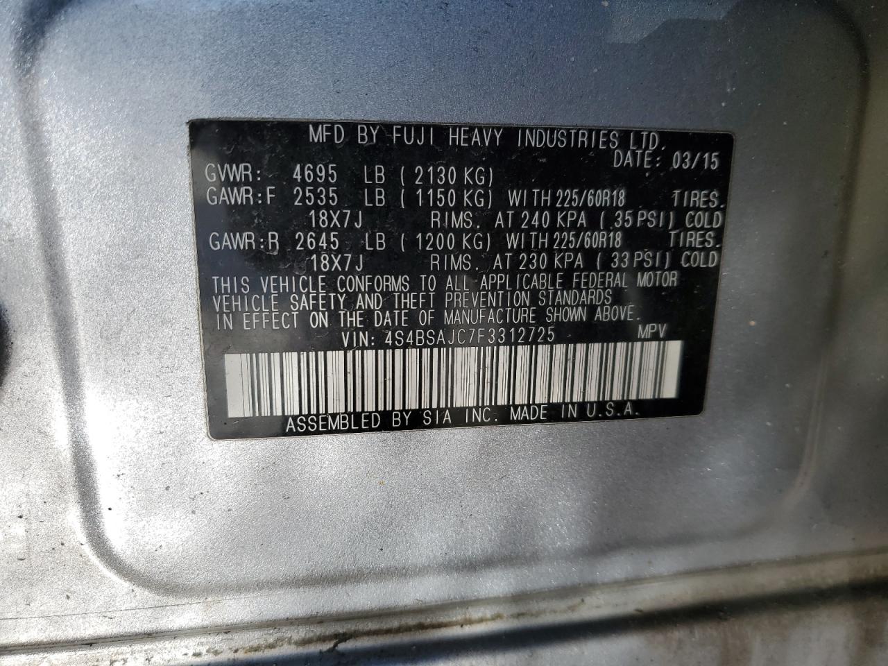 2015 Subaru Outback - Image 12