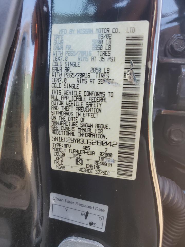 2003 Nissan Xterra Xe VIN: 5N1ED28Y03C628042 Lot: 46577095