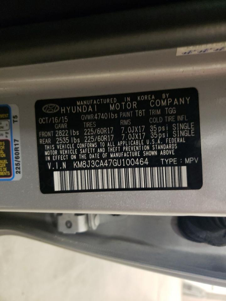 2016 Hyundai Tucson Limited VIN: KM8J3CA47GU100464 Lot: 44010365