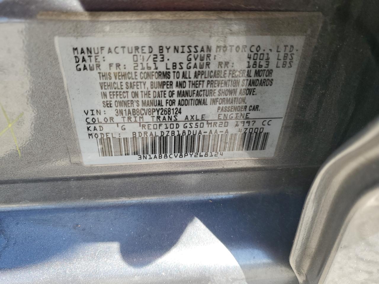 2023 Nissan Sentra Sv VIN: 3N1AB8CV8PY268124 Lot: 62875555