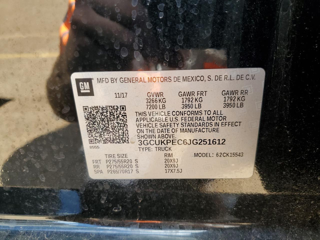 2018 Chevrolet Silverado K1500 Custom VIN: 3GCUKPEC4JG251612 Lot: 43970645