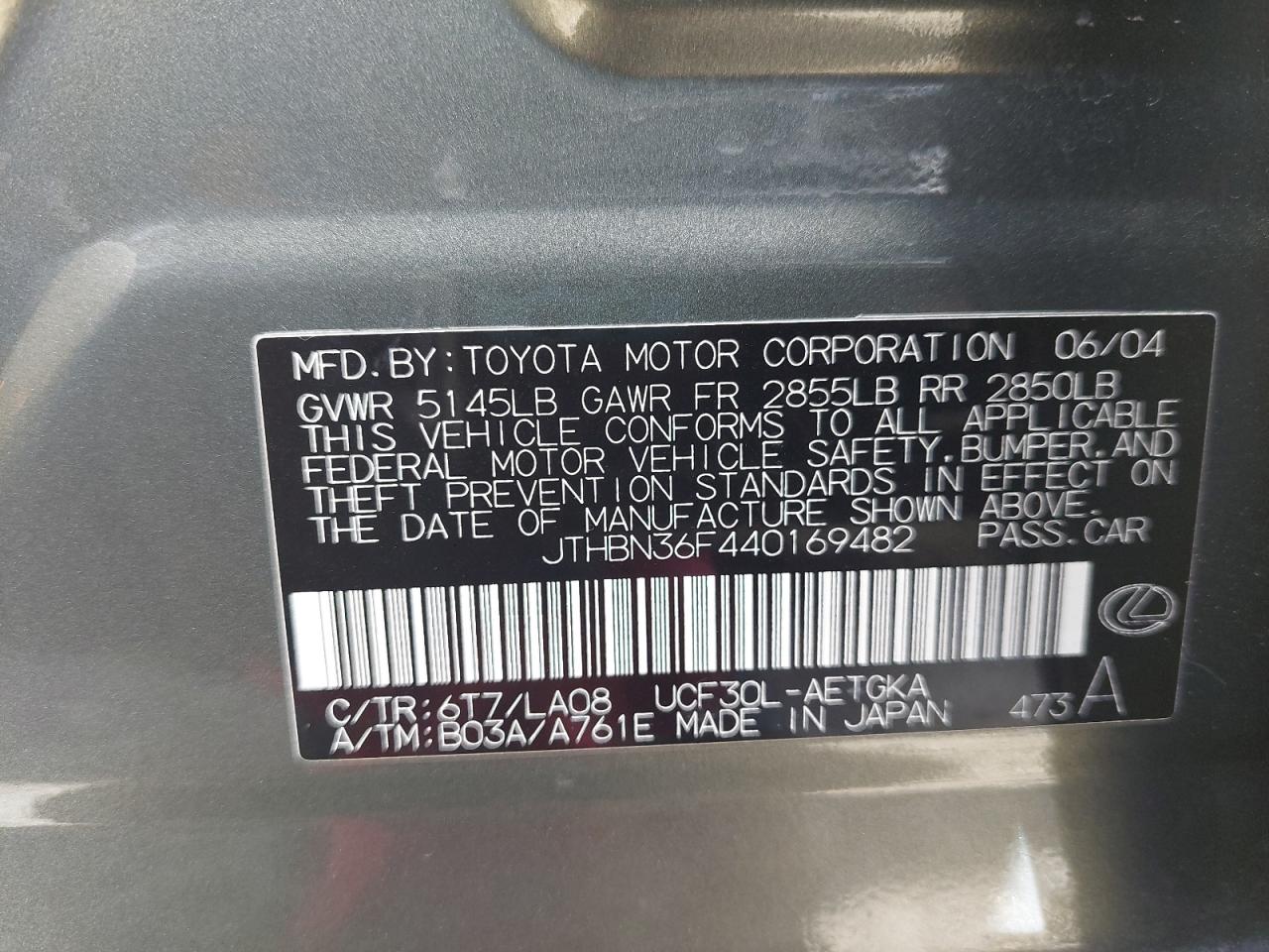 JTHBN36F440169482 - 2004 Lexus LS 430 - #44096805