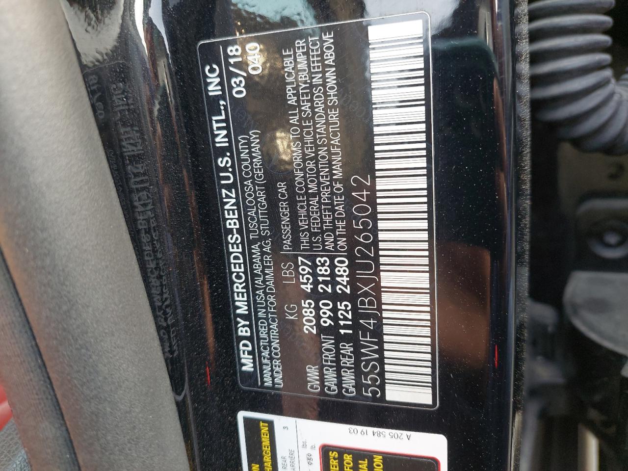 55SWF4JBXJU265042 - 2018 Mercedes Benz C 300 - #44829815