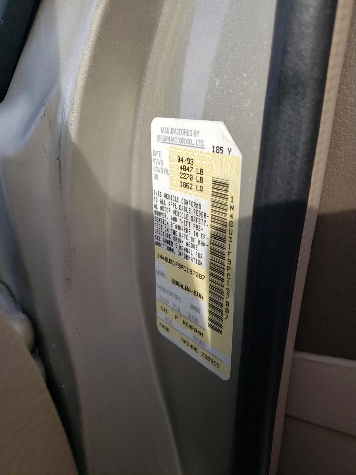 1993 Nissan Altima Xe VIN: 1N4BU31F9PC197007 Lot: 45991865