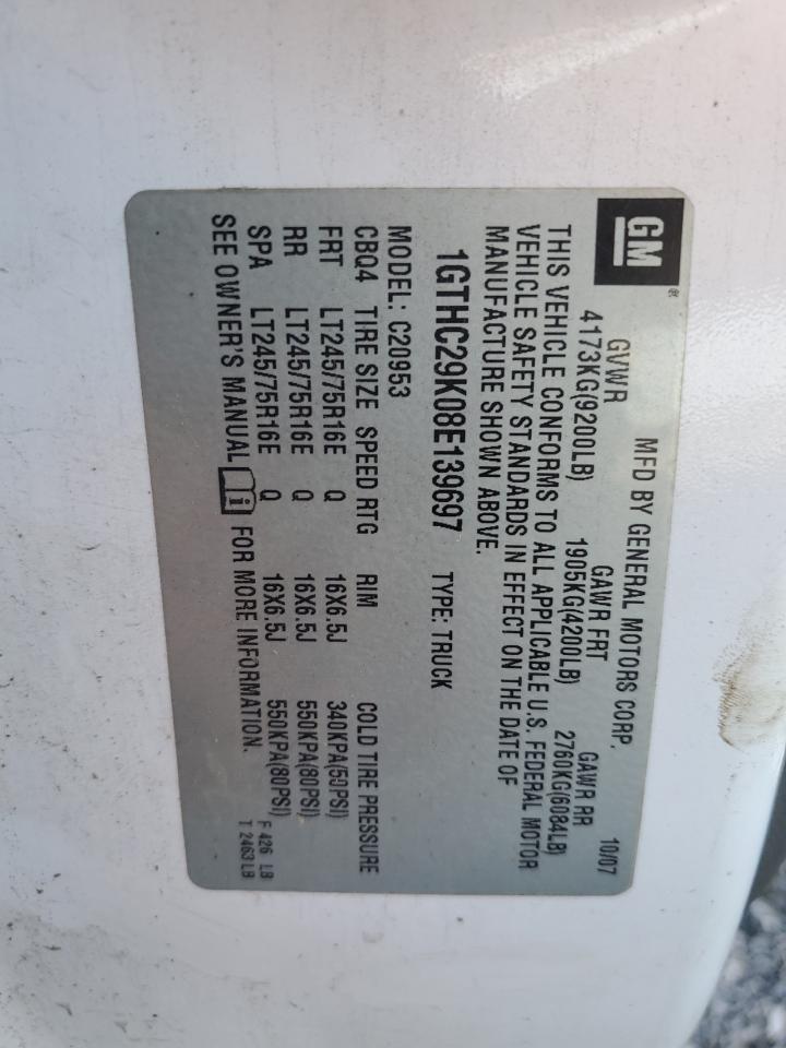 2008 GMC Sierra C2500 Heavy Duty VIN: 1GTHC29K08E139697 Lot: 45510855
