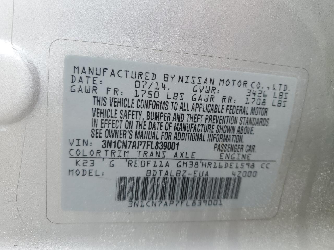 2015 Nissan Versa - Image 12