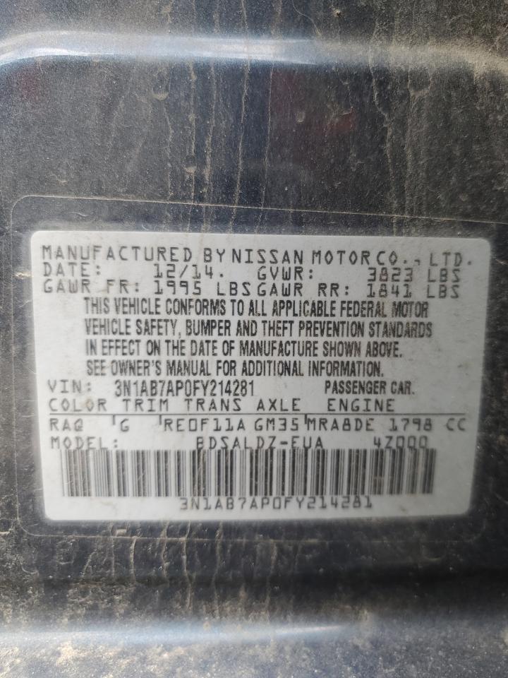 2015 Nissan Sentra S VIN: 3N1AB7AP0FY214281 Lot: 48035744