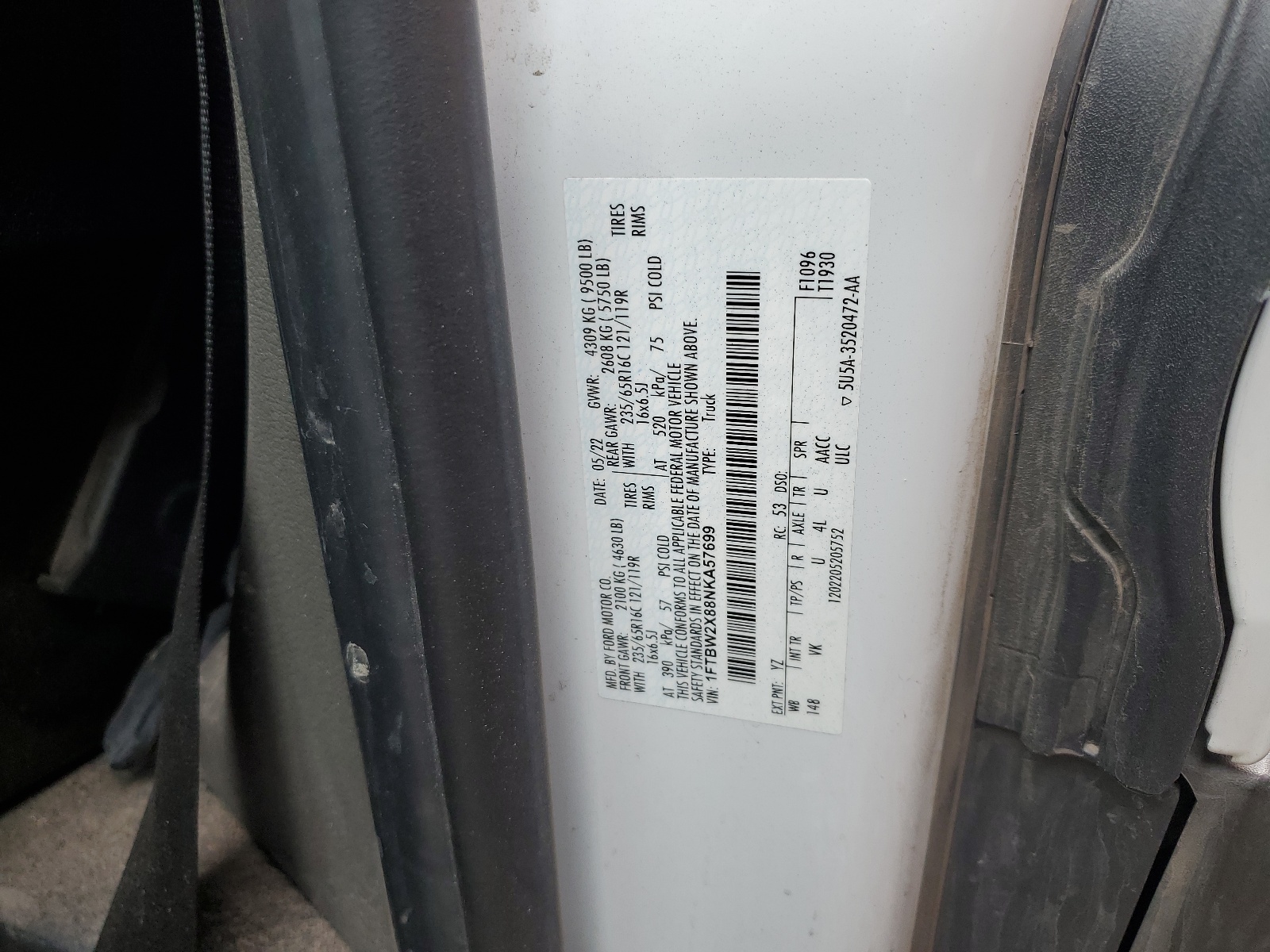 1FTBW2X88NKA57699 2022 Ford Transit T-350