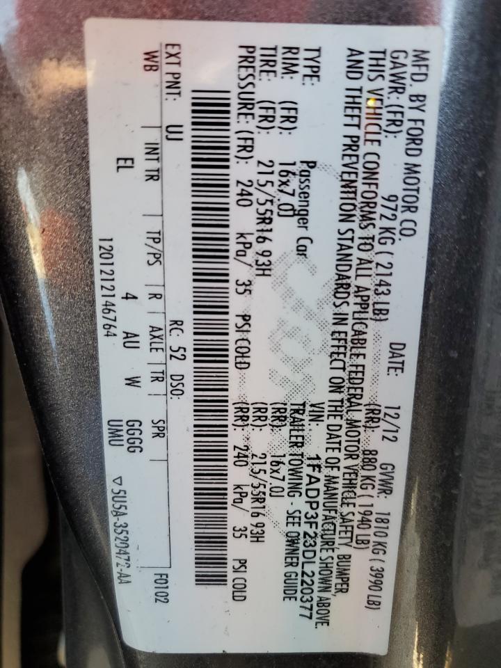 2013 Ford Focus Se VIN: 1FADP3F23DL220377 Lot: 48225554