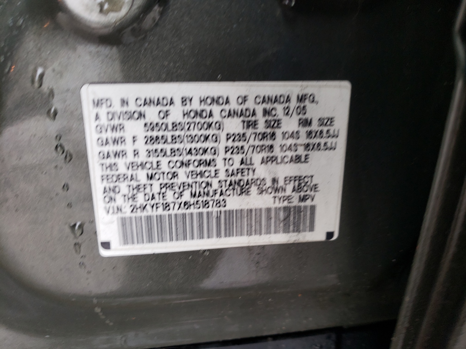 2HKYF187X6H518783 2006 Honda Pilot Ex