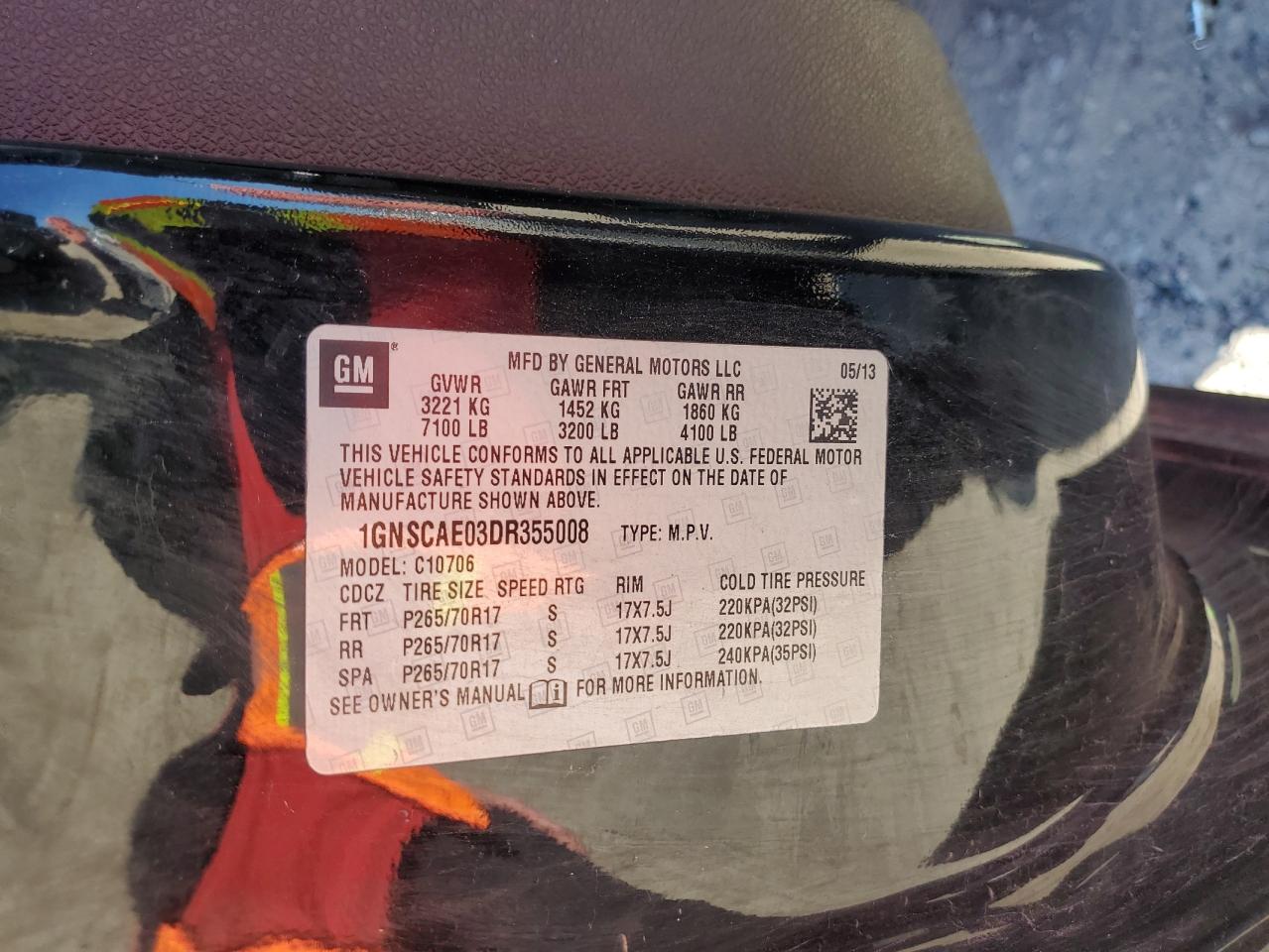 2013 Chevrolet Tahoe C1500 Ls VIN: 1GNSCAE03DR355008 Lot: 48739594