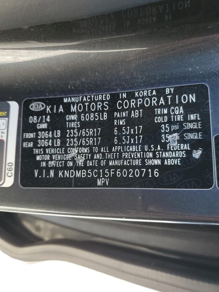 2015 Kia Sedona Lx VIN: KNDMB5C15F6020716 Lot: 45557964