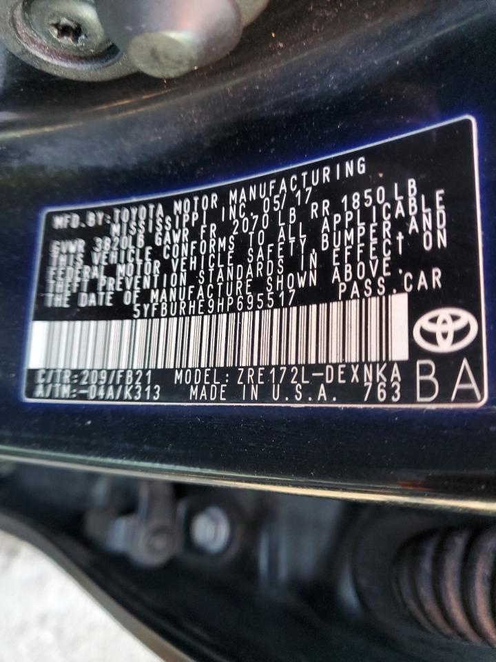 5YFBURHE9HP695517 2017 Toyota Corolla L