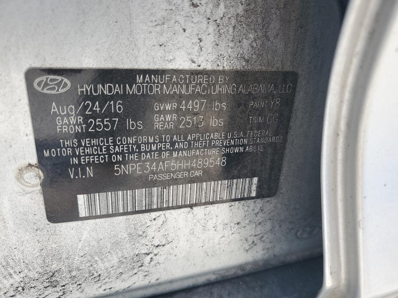 2017 Hyundai Sonata Sport VIN: 5NPE34AF5HH489548 Lot: 48439664