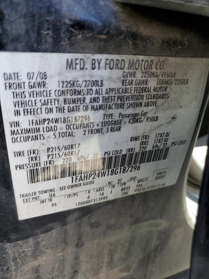 1FAHP24W18G187296 2008 Ford Taurus Sel