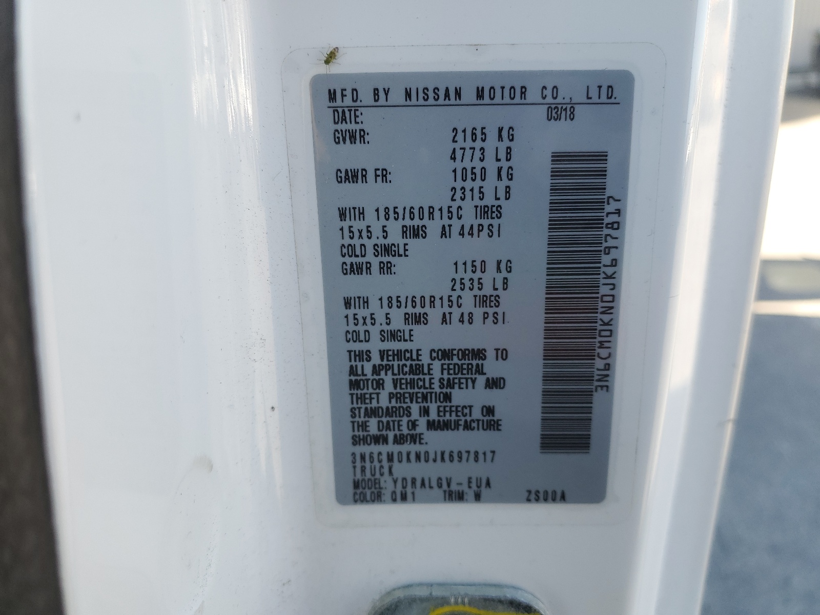 3N6CM0KN0JK697817 2018 Nissan Nv200 2.5S