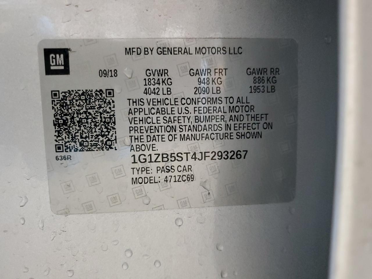 1G1ZB5ST4JF293267 CHEVROLET MALIBU 2018