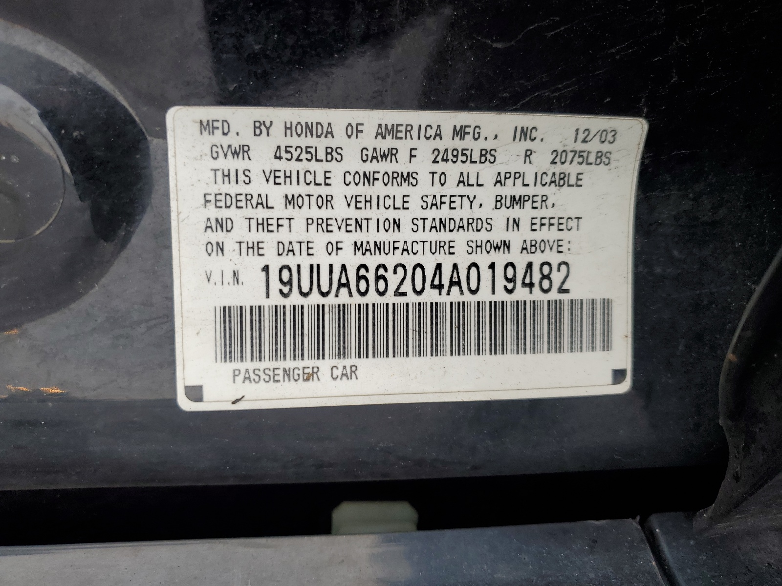 19UUA66204A019482 2004 Acura Tl