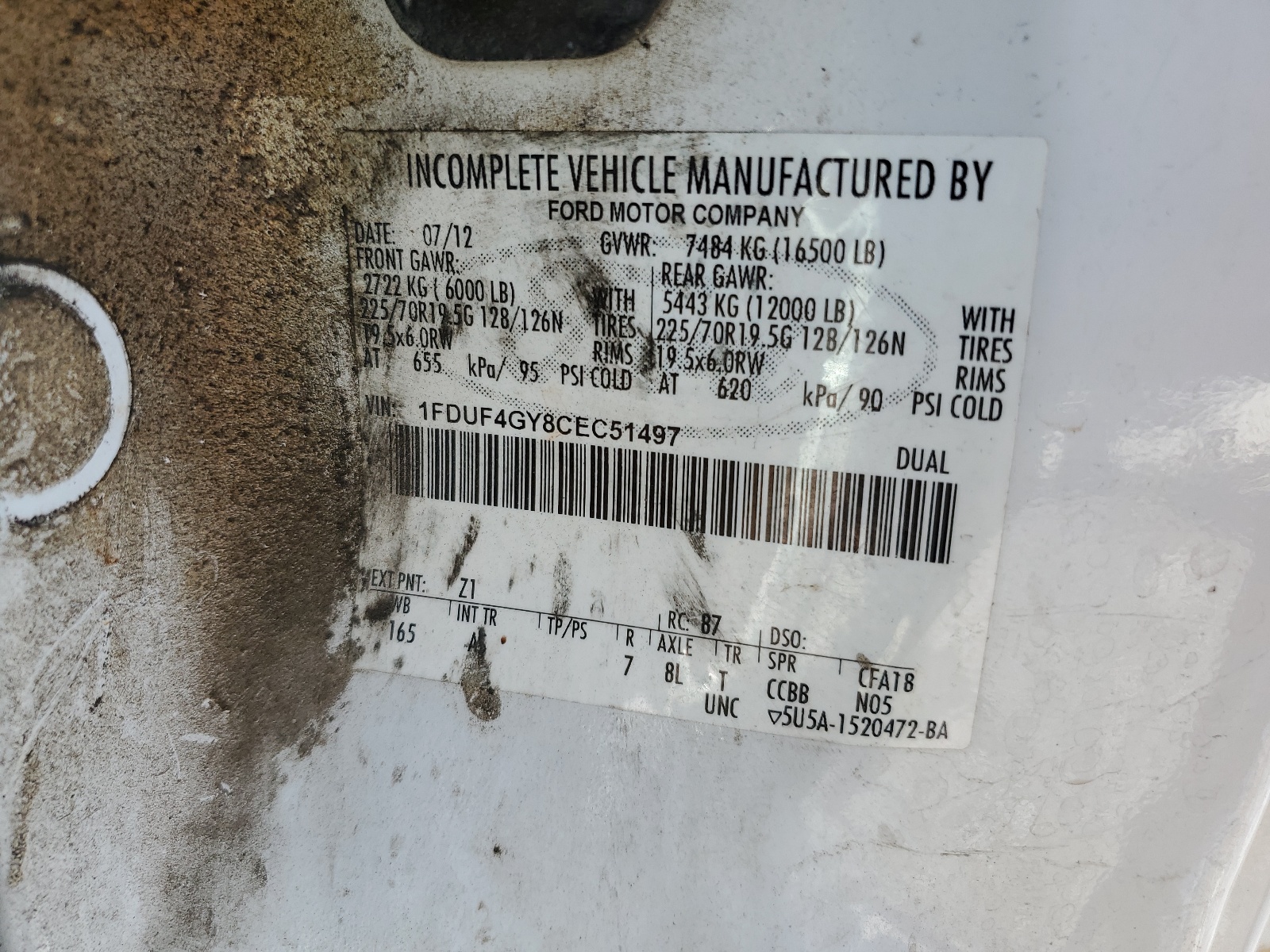 1FDUF4GY8CEC51497 2012 Ford F450 Super Duty
