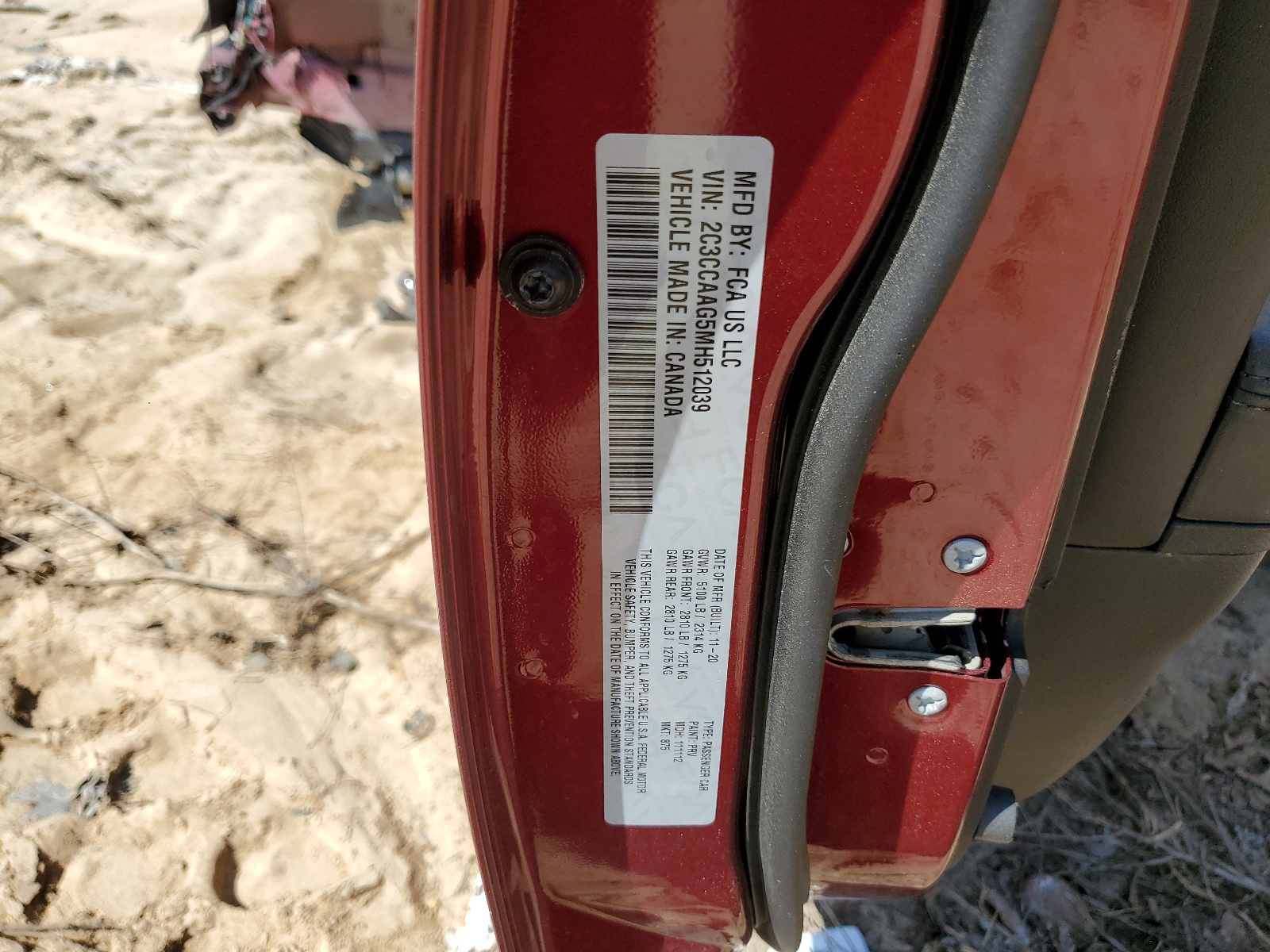 2C3CCAAG5MH512039 2021 Chrysler 300 Touring